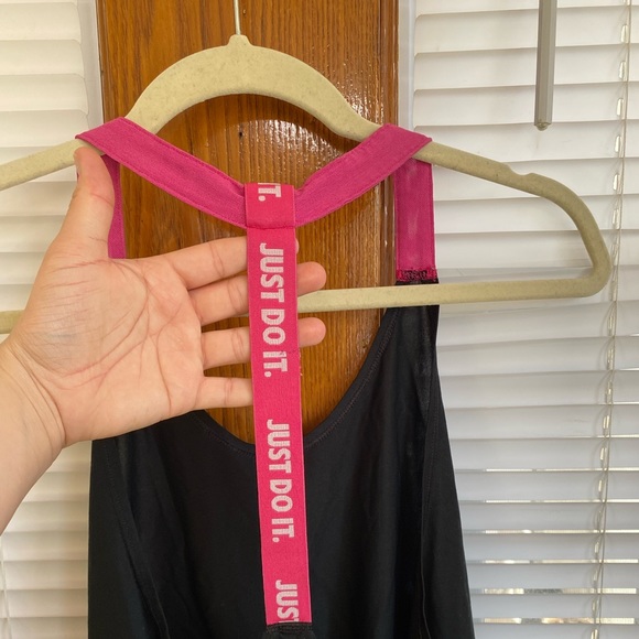 Nike Dri-Fit Women's Size Large Black Tank Top Pink Straps Racer T-Back - Picture 4 of 6
